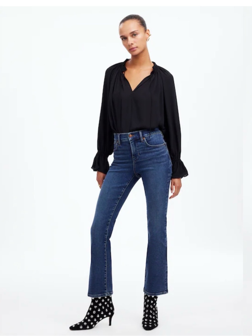 Madewell Women's Kick Out Cropped Jeans in Lenoir Wash - mid-rise - size 28 - Picture 1 of 9